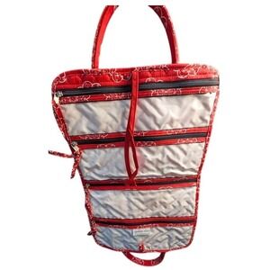 Stephanie Dawn~Quilted Hanging Travel Organizer Bag~NWOT~Red Bandana Paisley~USA